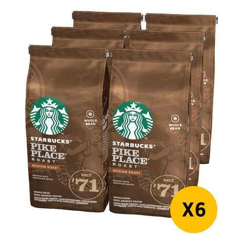 STARBUCKS Medium Pike Place Roast кофе в зернах 6 штук по 200г в Мария-Ра